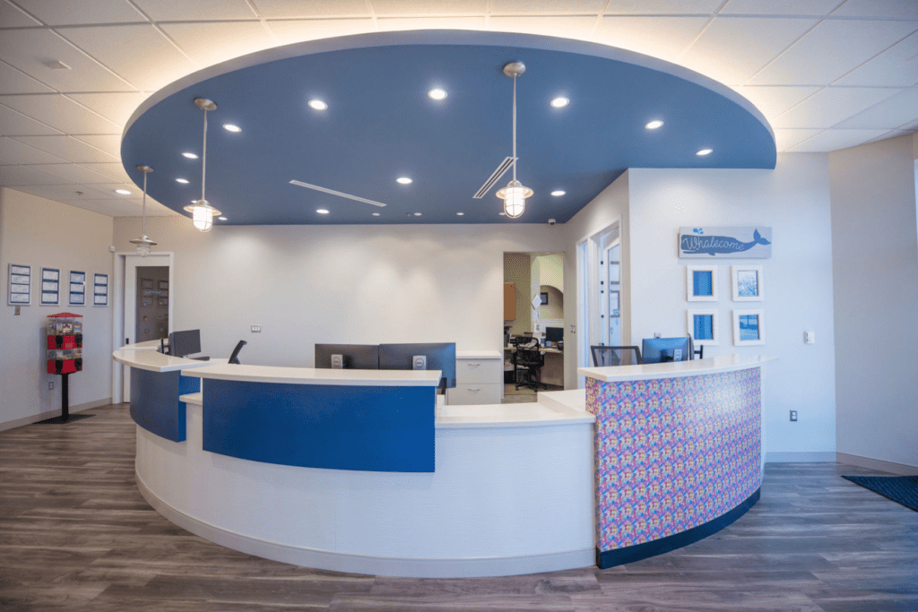 Potomac Pediatric Dentistry - Family Dentistry and Orthodontics Head on shot of the front desk of Woodbridge pediatric dentist and orthodontist Potomac Pediatric Dentistry